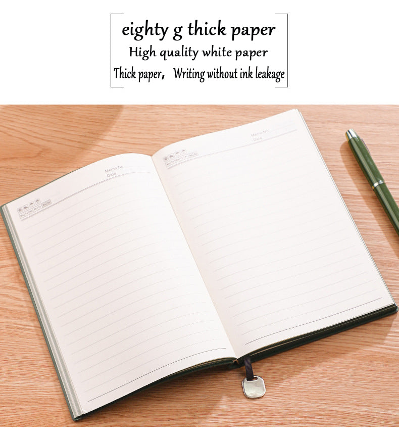 Premium PU Soft Cover Notebook with Metal Bookmark - Olive Green
