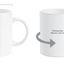 White mug with dimensions and printing area label on a white background