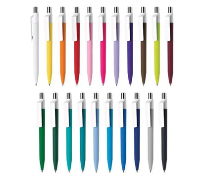 Premium Rubberized Plastic Pen with Custom Logo – Matte Finish Corporate Giveaway Pen (Blue, Black, White)