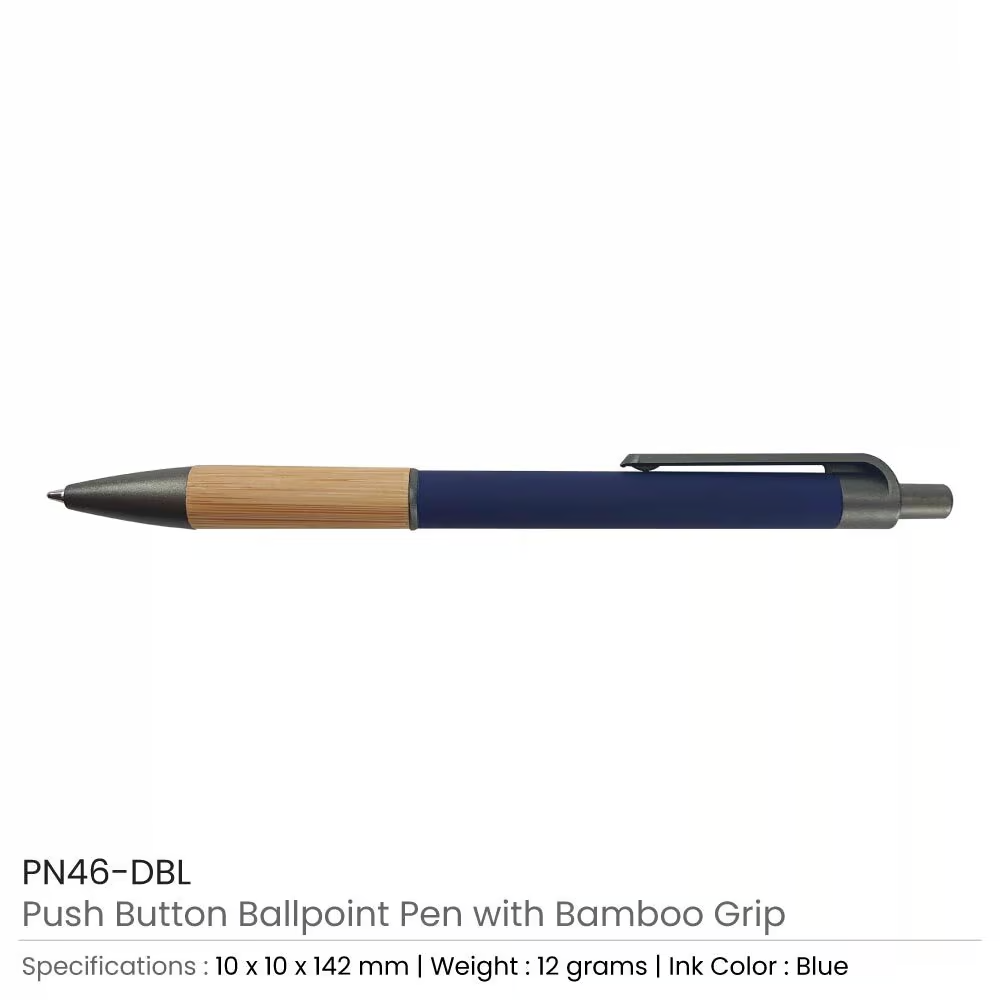 PNMI 46 W – Push Button Ballpoint Pen with Bamboo Grip