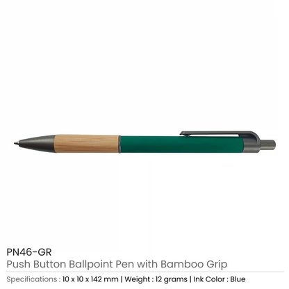 PNMI 46 W – Push Button Ballpoint Pen with Bamboo Grip