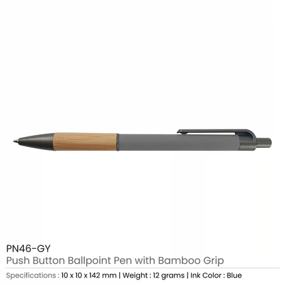 PNMI 46 W – Push Button Ballpoint Pen with Bamboo Grip