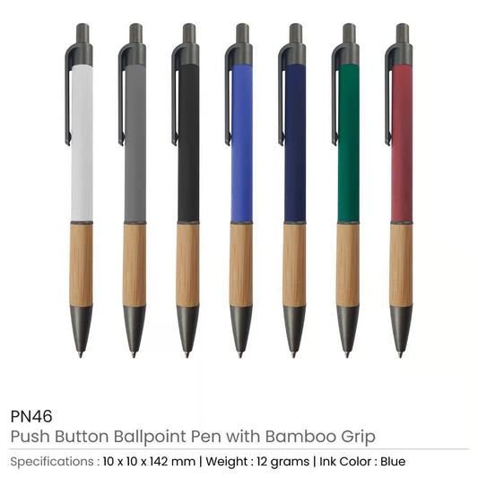 PNMI 46 W – Push Button Ballpoint Pen with Bamboo Grip