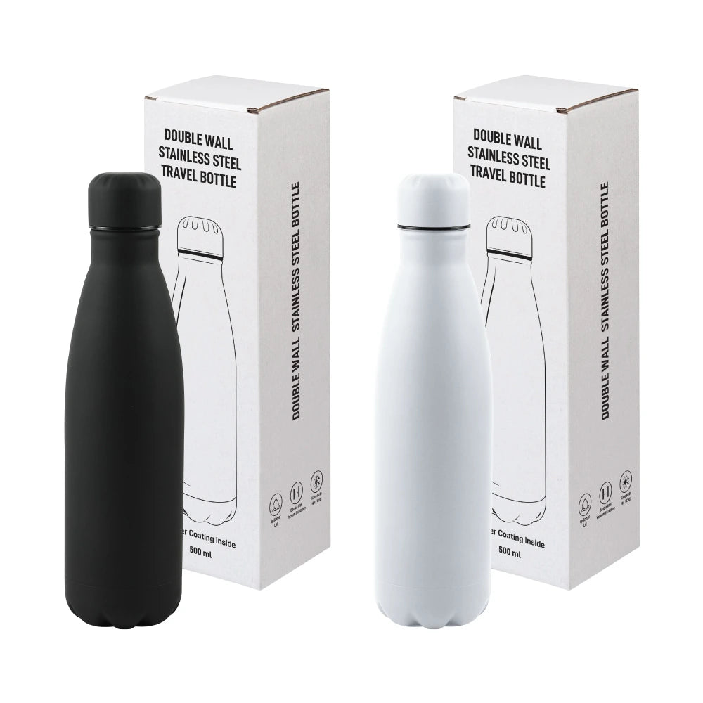 Premium Puff Bottle – Matte Black Stainless Steel (500 ml)