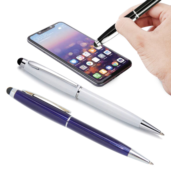 Metal Pen with Stylus and Custom Logo – Premium Corporate Gift Pen (Black & White)