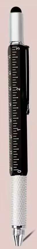 6-in-1 Engineer Multi-Tool Pen with Custom Logo – Stylus, Scale, Spirit Level & Screwdriver (Black, Silver, Blue, Red)