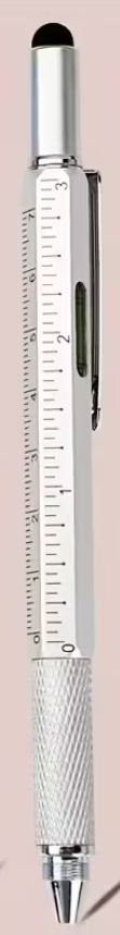 6-in-1 Engineer Multi-Tool Pen with Custom Logo – Stylus, Scale, Spirit Level & Screwdriver (Black, Silver, Blue, Red)
