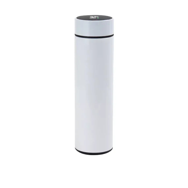 White smart temperature LED display bottle on a white background