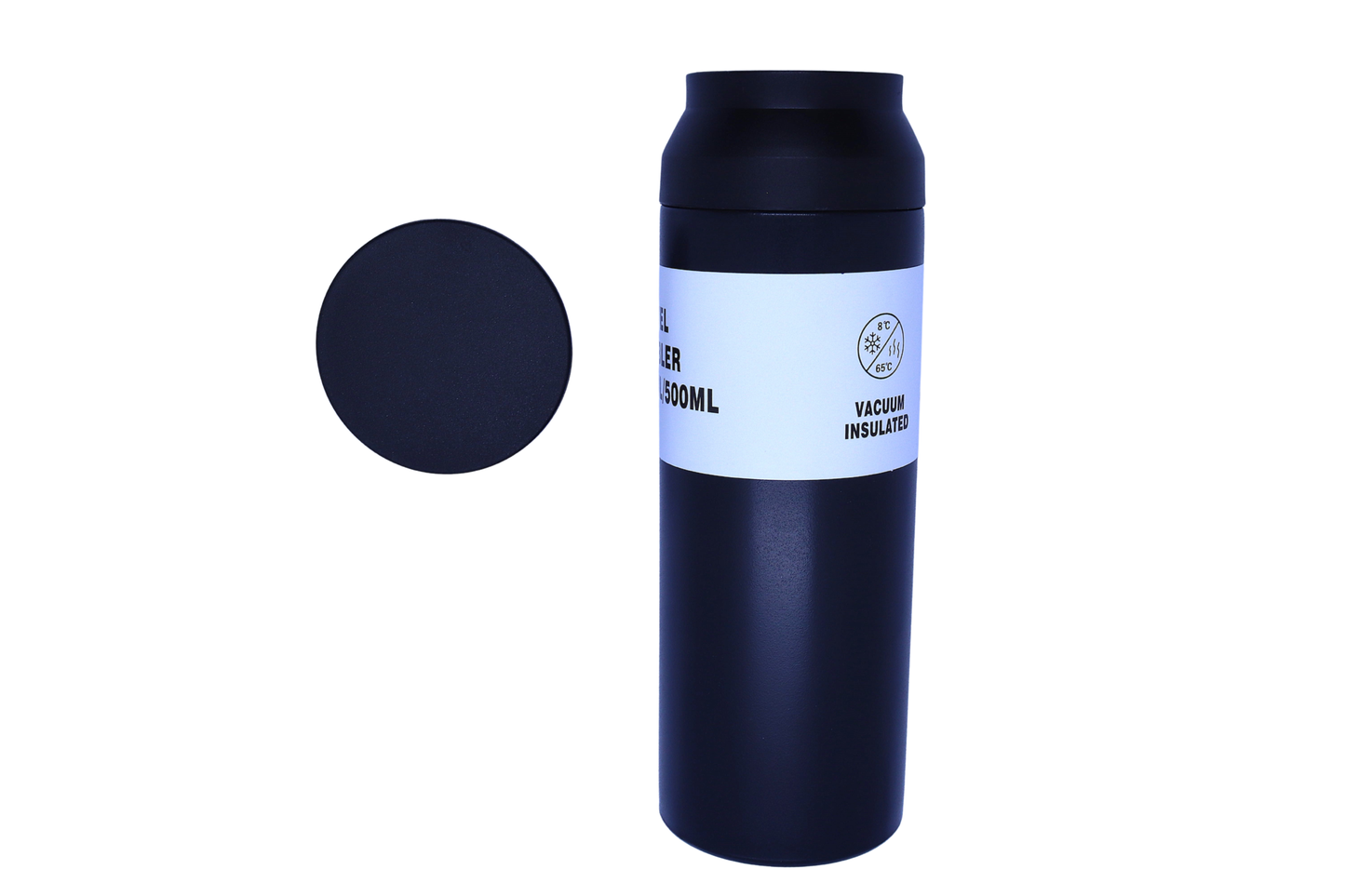 Travel Tumbler with Cut Cap 500ml - Black