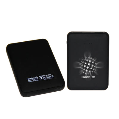 6000mAh Mini Power Bank with Light-Up Logo – Ultra Slim Portable Charger Corporate Gift