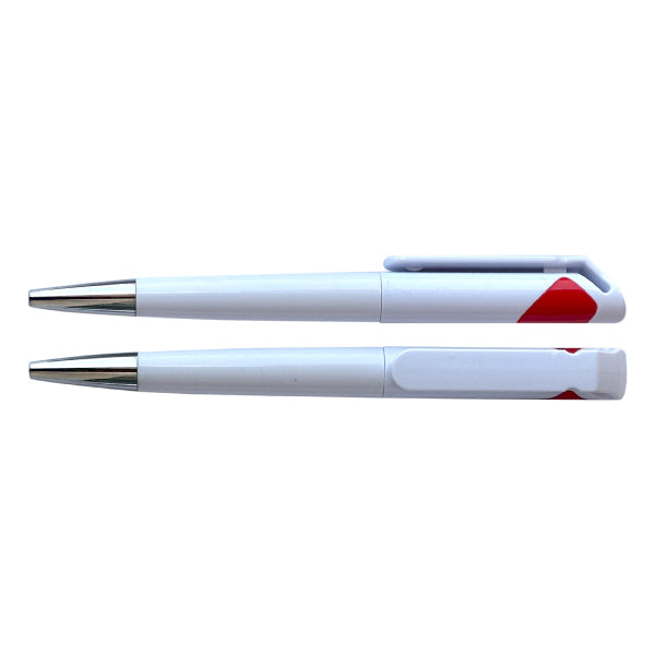 Cutedge Promotional Plastic Pen with Custom Logo – Corporate Giveaway Pens (Silver, Blue, Black, Red)