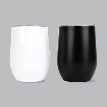 Black Stainless Steel Eggshell Mug | 375ml Insulated Thermos Mug with Lid – Modern Corporate Coffee Mug