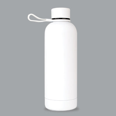 Rubber Coated Stainless Steel Bottle with Silicone Hook – White (500 ml)