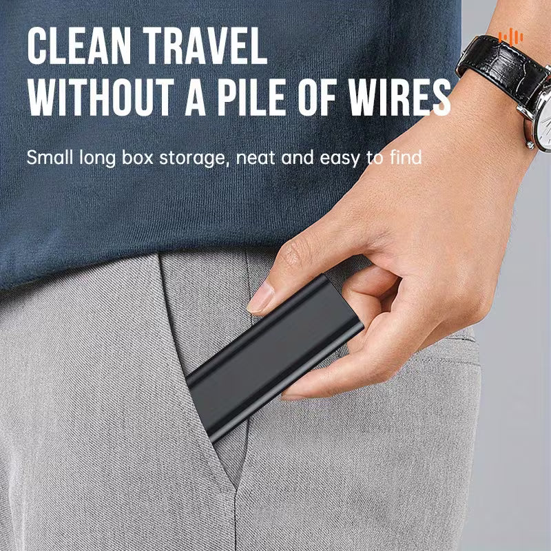 5-in-1 Multifunctional Fast Charging Data Cable Kit – Compact Travel Organizer with Type-C, Lightning & Micro USB
