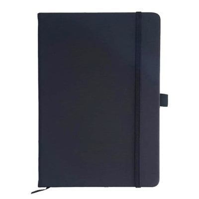 PU Leather Notebook with Elastic Closure & Pen Holder – Black