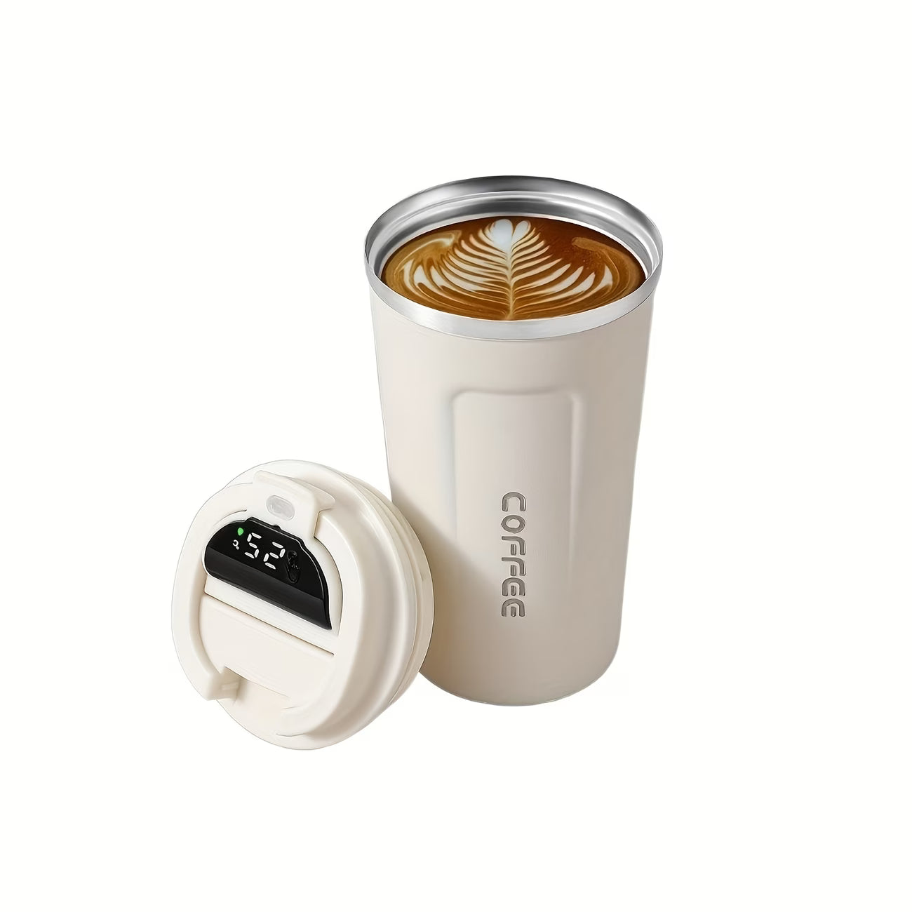 Smart Coffee Tumbler with Temperature Display – White | Premium Corporate Gift