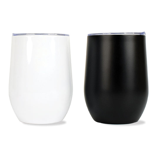 Black Stainless Steel Eggshell Mug | 375ml Insulated Thermos Mug with Lid – Modern Corporate Coffee Mug