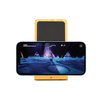HMI 120 - Bamboo Phone Holder Wireless Charger (Light-Up Logo)