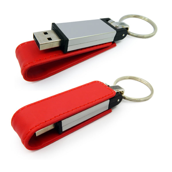 Premium Leather USB Keychain – Executive Metal & Leather Flash Drive