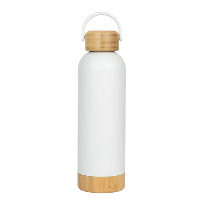 Vellrix | 11470 MIWT - Insulated Bottle with Bamboo Lid (White)