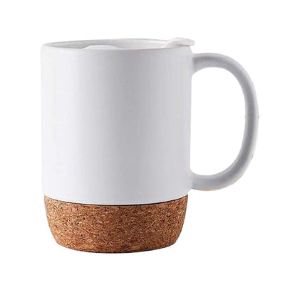 Ceramic Mug with Cork Bottom & Lid (385 ml) – White