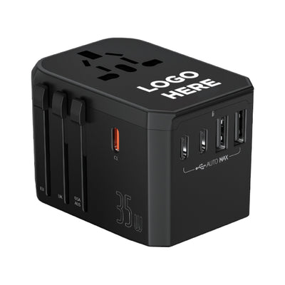 Universal Travel Adapter with Dual Type-C Fast Charging (35W) & Multi-Port USB
