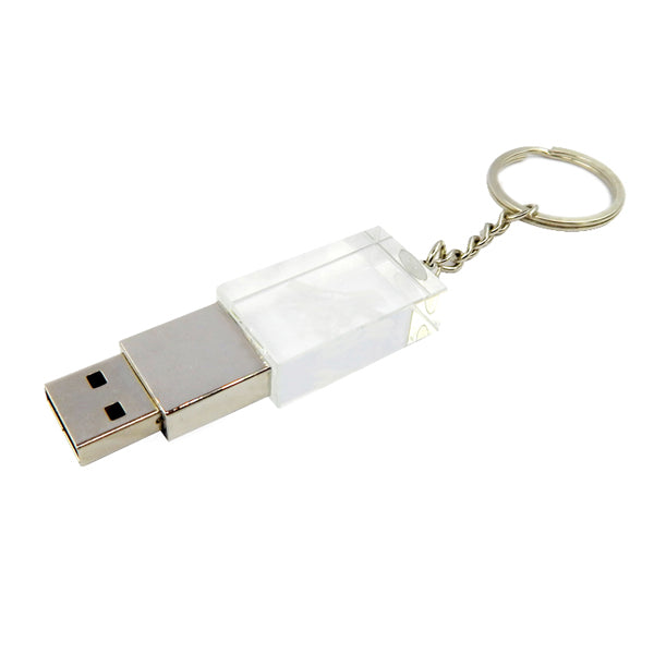 Crystal USB Flash Drive with Steel Cap – Premium Square Crystal Metal USB