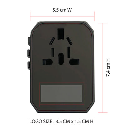Universal Travel Adapter with Type-C Fast Charging & Light-Up Logo – 4 USB Multi-Port And 1 USB Type-C