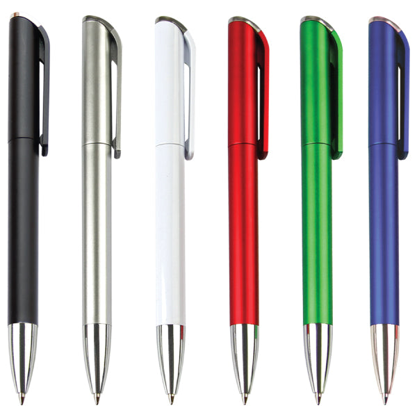 Silver Tip Plastic Pen with Custom Logo –  (Black, White, Blue, Silver, Red, Green)