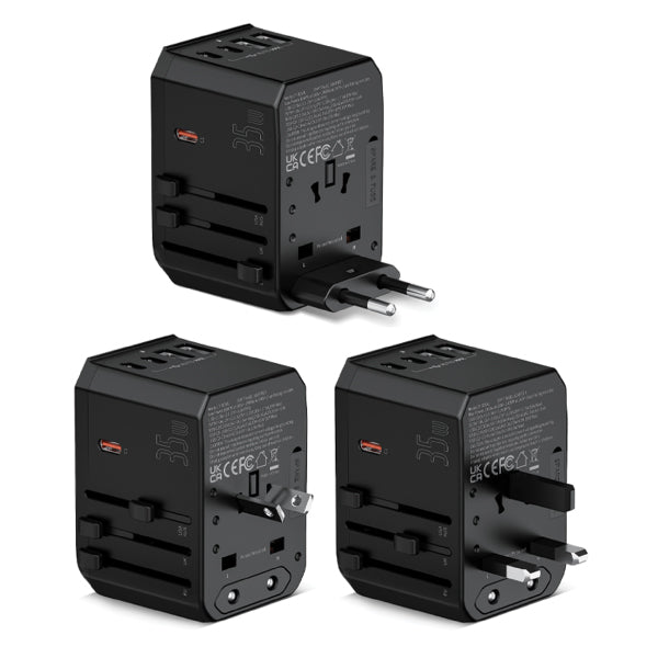 Universal Travel Adapter with Dual Type-C Fast Charging (35W) & Multi-Port USB