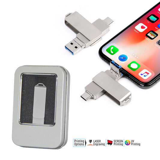 AMIF 101 3-in-1 Metal USB Flash Drive – iPhone/Type-C/USB