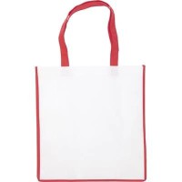 Non Woven Shopping Tote Bag - White With Red