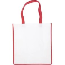 Non Woven Shopping Tote Bag - White With Red