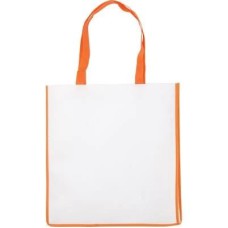 Non Woven Shopping Tote Bag - White With Orange