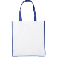 Non Woven Shopping Tote Bag - White With Light Blue