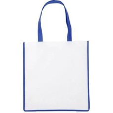 Non Woven Shopping Tote Bag - White With Light Blue